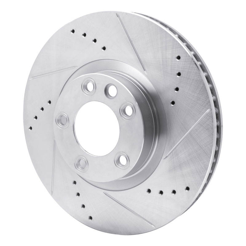 Porsche CAYENNE Brake Rotor (1) - Left Front - R1 Concepts - Drilled & Slotted - Silver - `11-`18